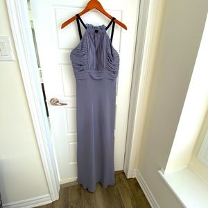 Periwinkle Halter Maxi Evening Dress